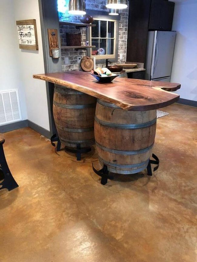 Reclaimed Wood Barrel Tables