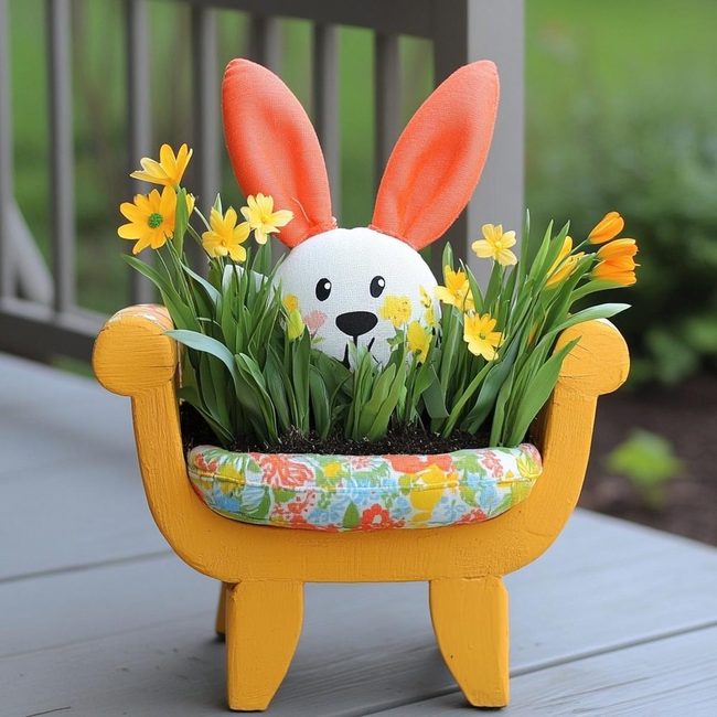 Painted Wooden Chair Flower Planters