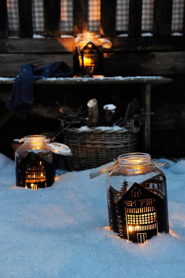 Glowing Glass Winter Silhouettes
