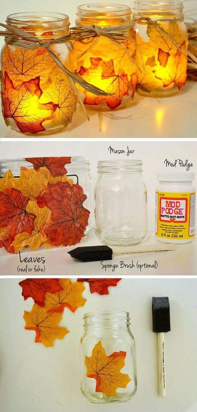 Candlelit Fall Leaves Glass