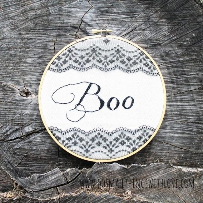 Black Thread Boo Embroidery