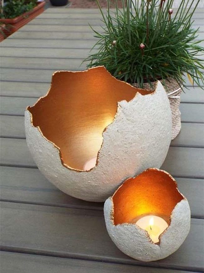 Copper Leaf Cement Spheres
