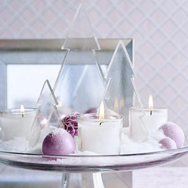 Glass Trees With Pink Ornaments