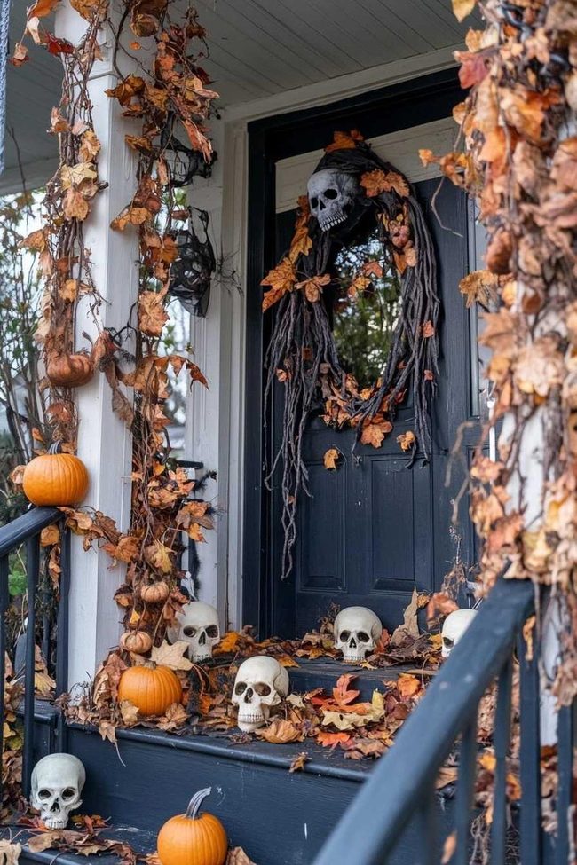 Skull And Pumpkin Garland Drapes