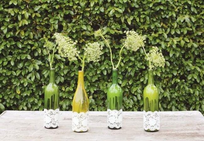 Painted Glass Wine Bottle Lace