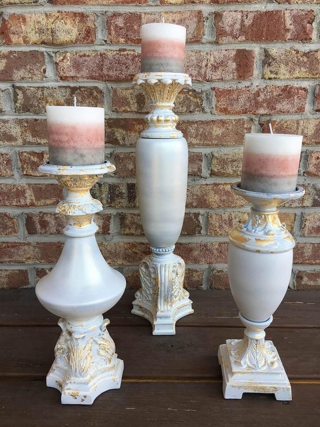 Gold-Brushed Vintage Candleholders