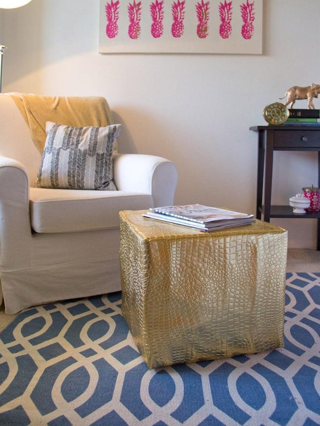 Gold Ottomans, Geometric Blues