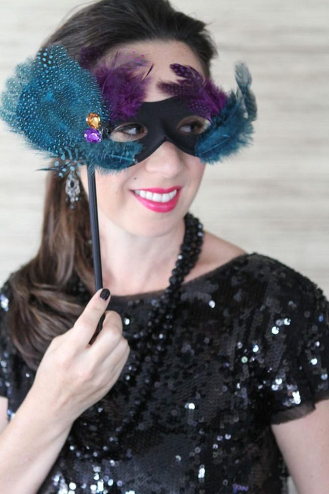 Blue Feather Festival Mask
