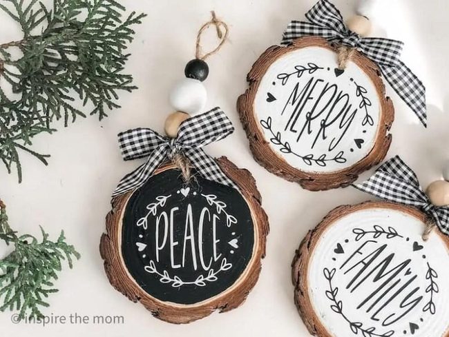Painted Wood Slice Ornaments