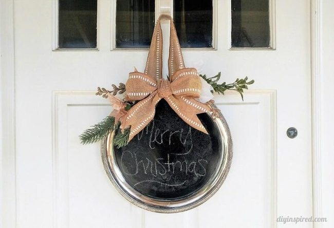 Silver Platter Chalkboard Wreath
