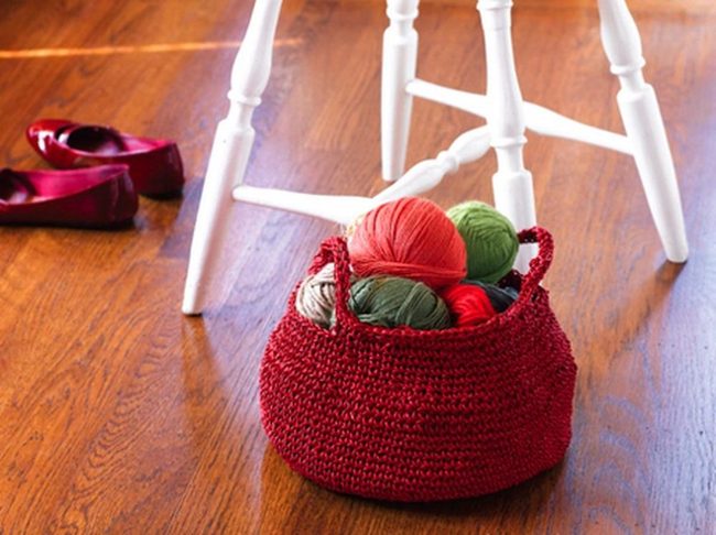 Red Yarn Basket Craft Corner