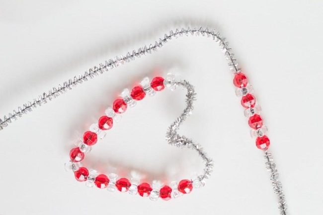 Silver Heart With Red Bead Accents