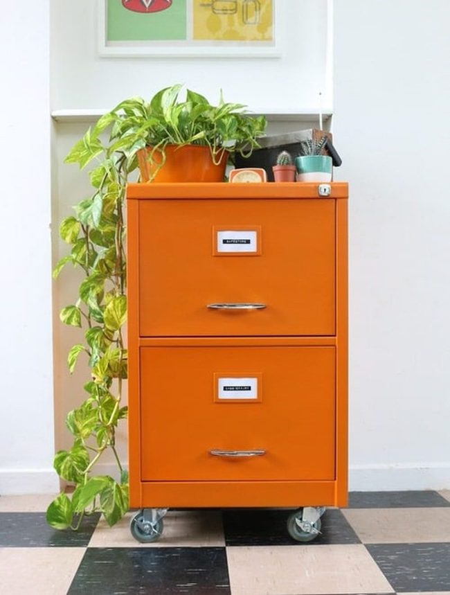 Stacked Metal Drawers, Cascading Greens