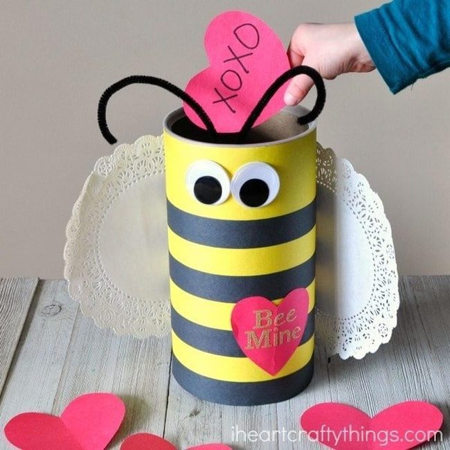 Yellow Painted Bee Valentine Box