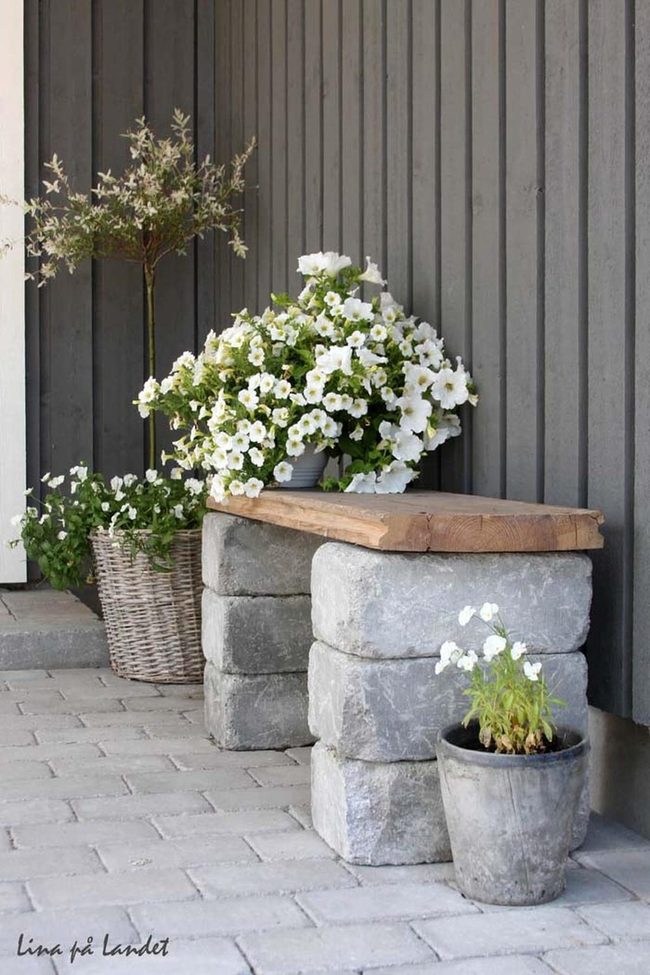 Rose Stone Paver Bench