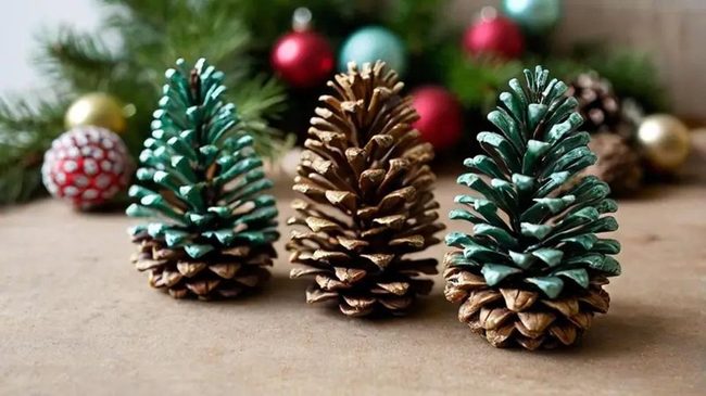 Painted Pinecone Table Trees