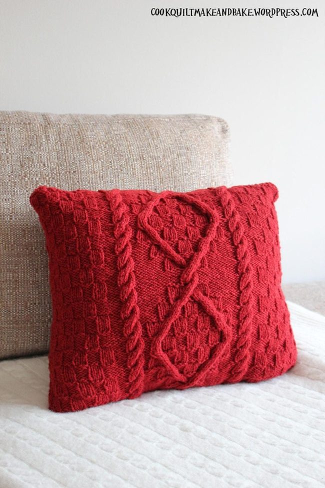 Red Cable Knit Pillows