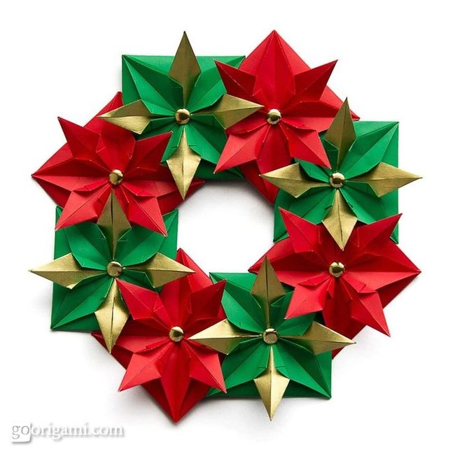 Red And Green Paper Blooms