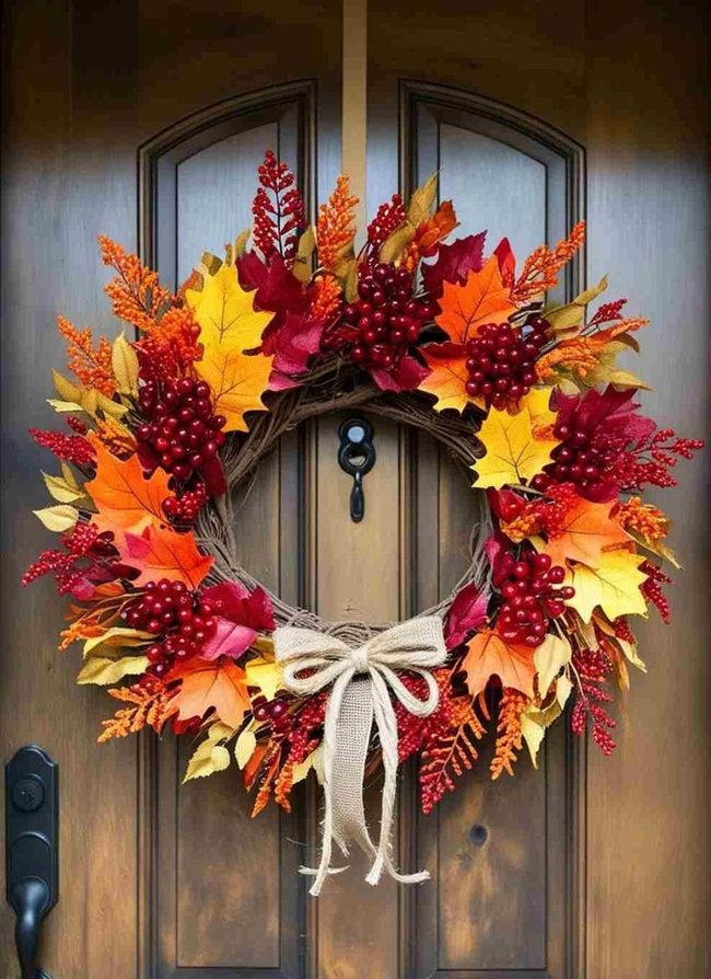 Autumn Leaves Grapevine Wreath