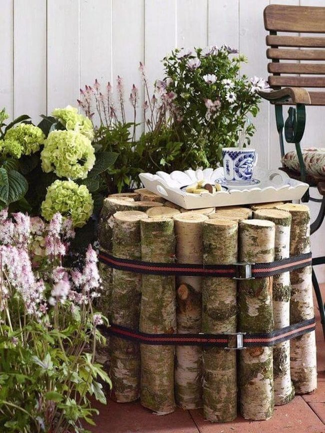 Log Table Garden Oasis