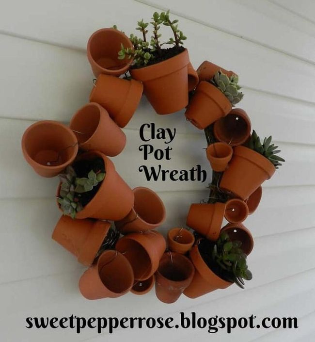 Painted Pot Wreath Entrance
