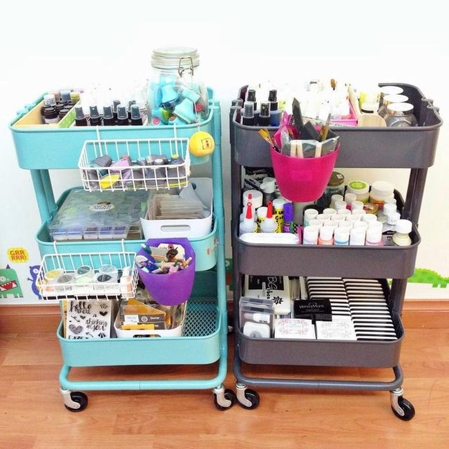 Blue Gray Art Supply Stations
