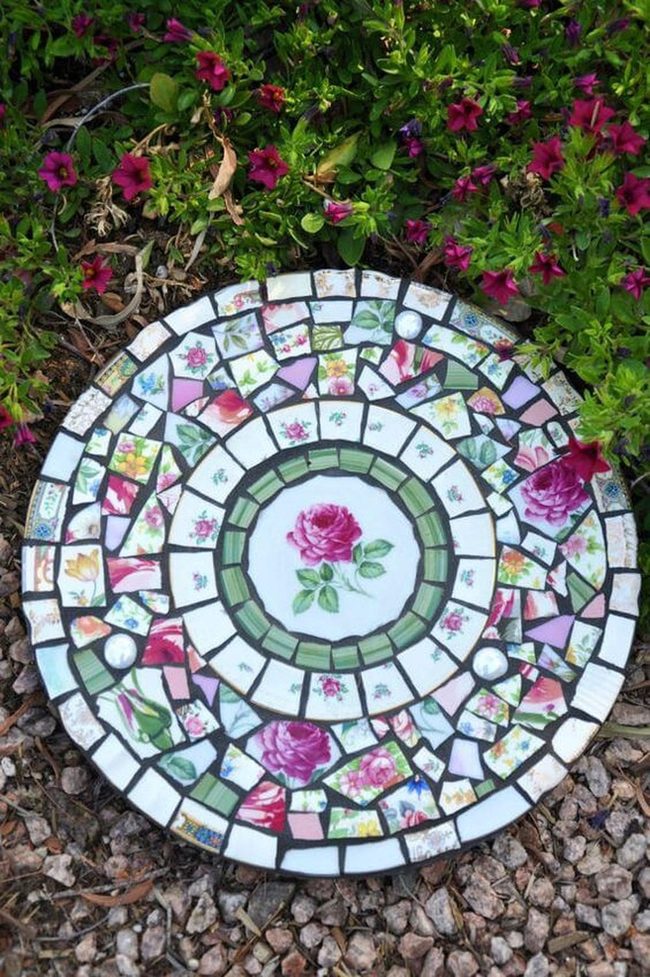 Floral Mosaic Garden Stepping Stones