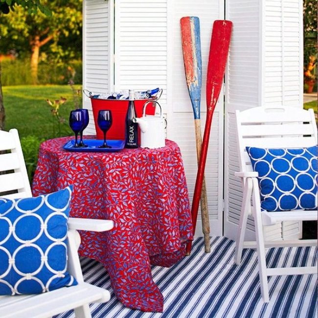Electric Blue Pillows Mediterranean Patio