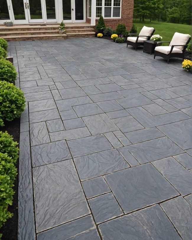 Geometric Stamped Concrete Patio Design