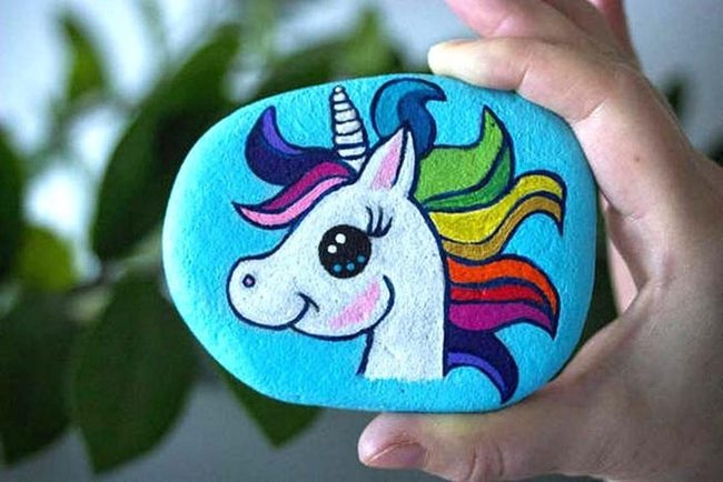 Rainbow Unicorn Hand-Painted Stones