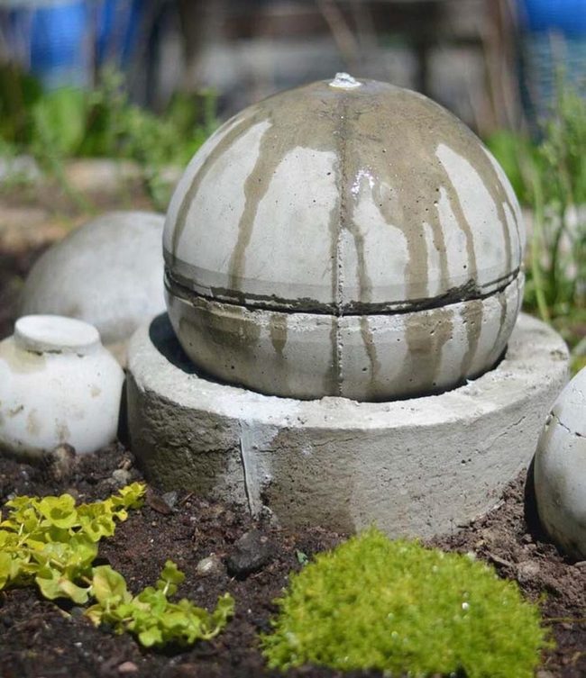 Concrete Sphere Water Feature