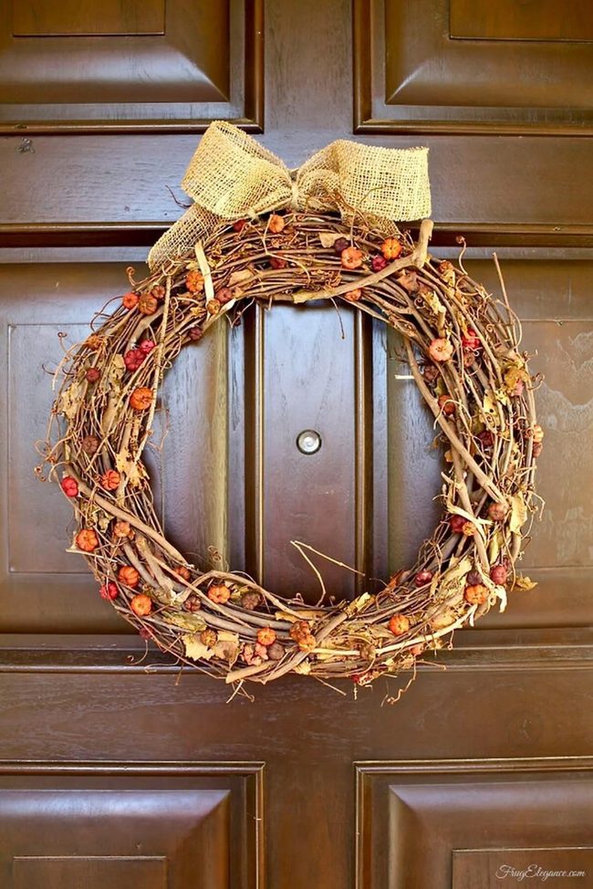 Mini Pumpkins On Rustic Vines