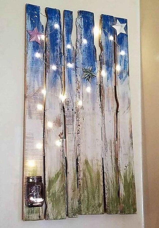 Blue & White Pallet Wall