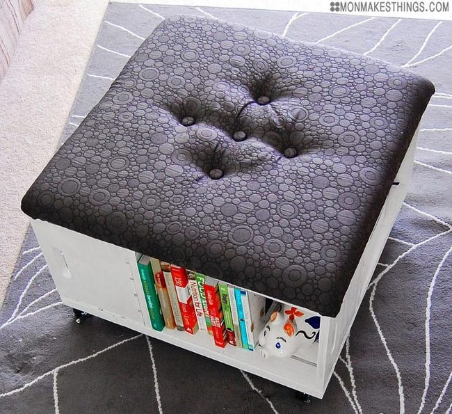 Dark Circular Pattern Storage Bench