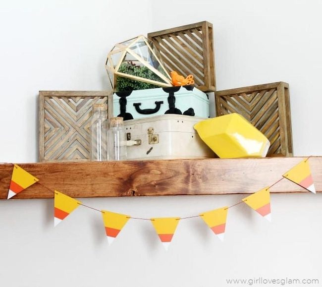 Yellow Geometric Vase On Chevron Shelving