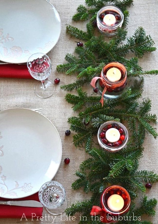 Mason Jar Christmas Red Berries