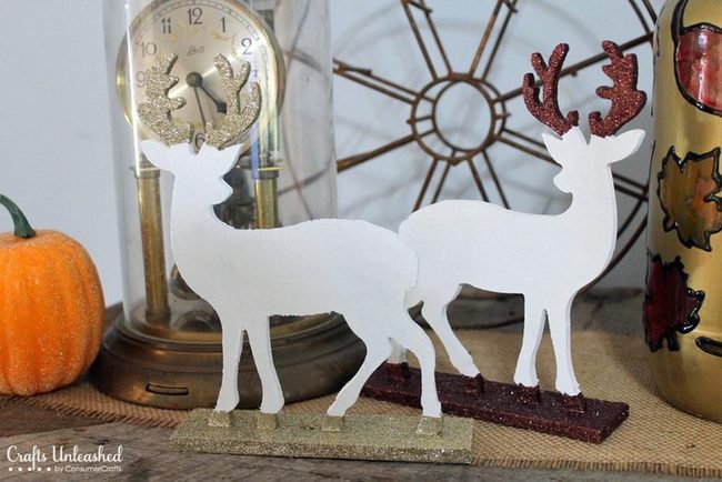 Glittery Reindeer With Gold Leaf Accents