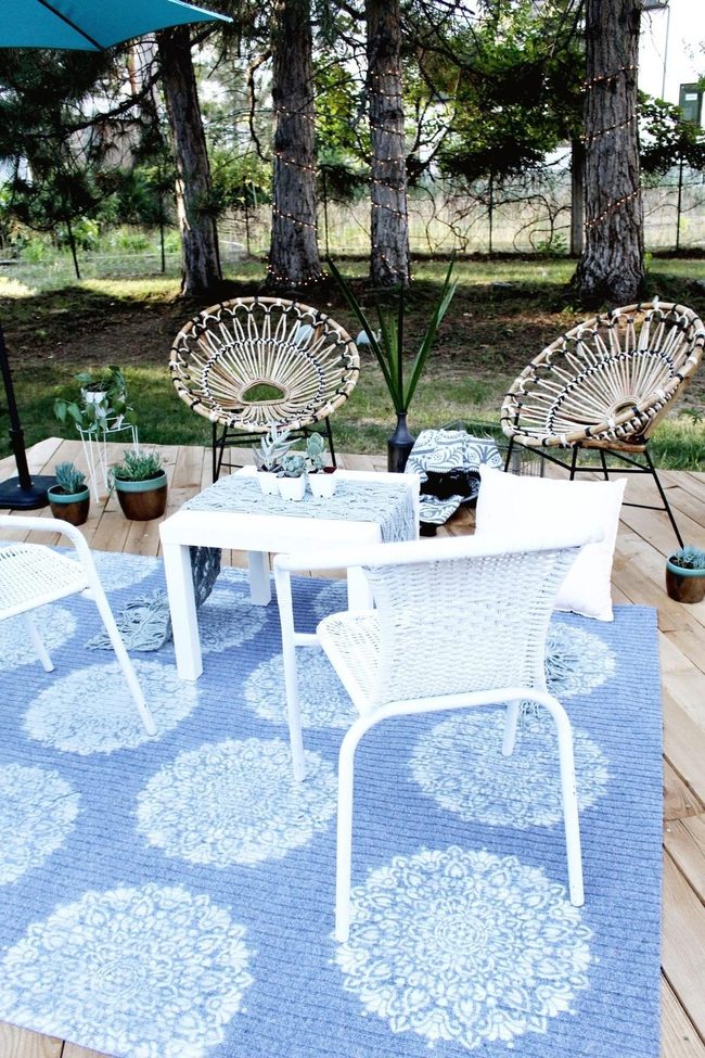 Forest Deck With Blue Pattern Rugs