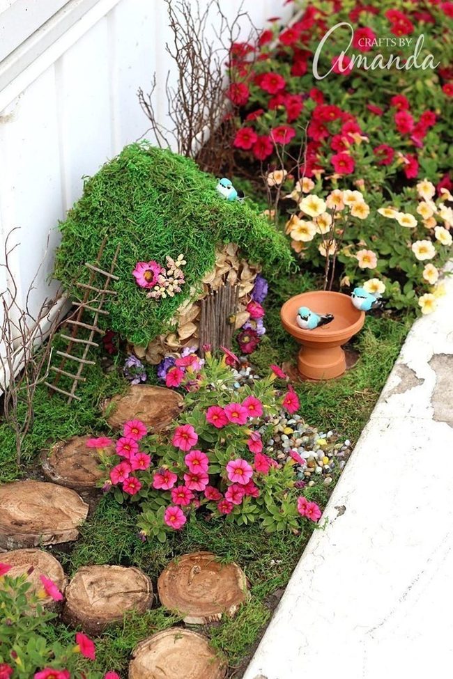 Pine Cone Birdhouse With Wildflowers