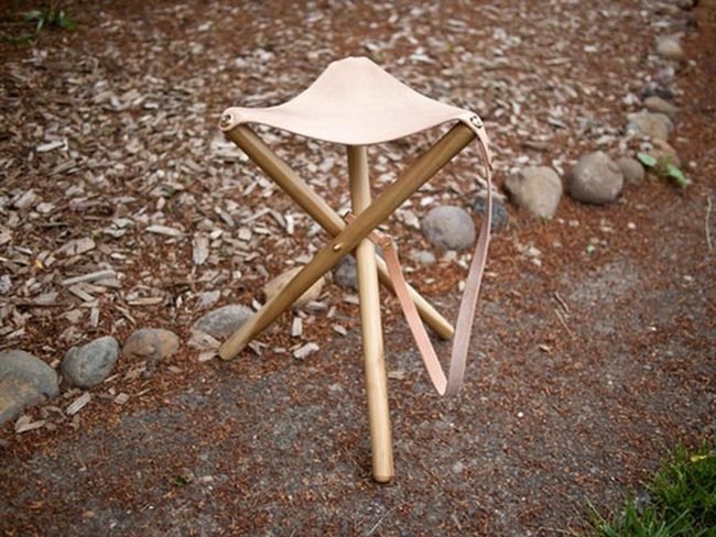 Leather Seat Tripod Stool