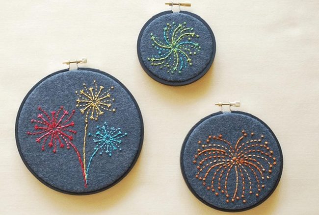 Embroidered Fireworks On Gray