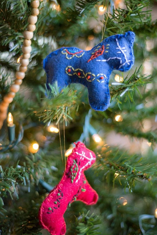 Embroidered Horses On Green Tree