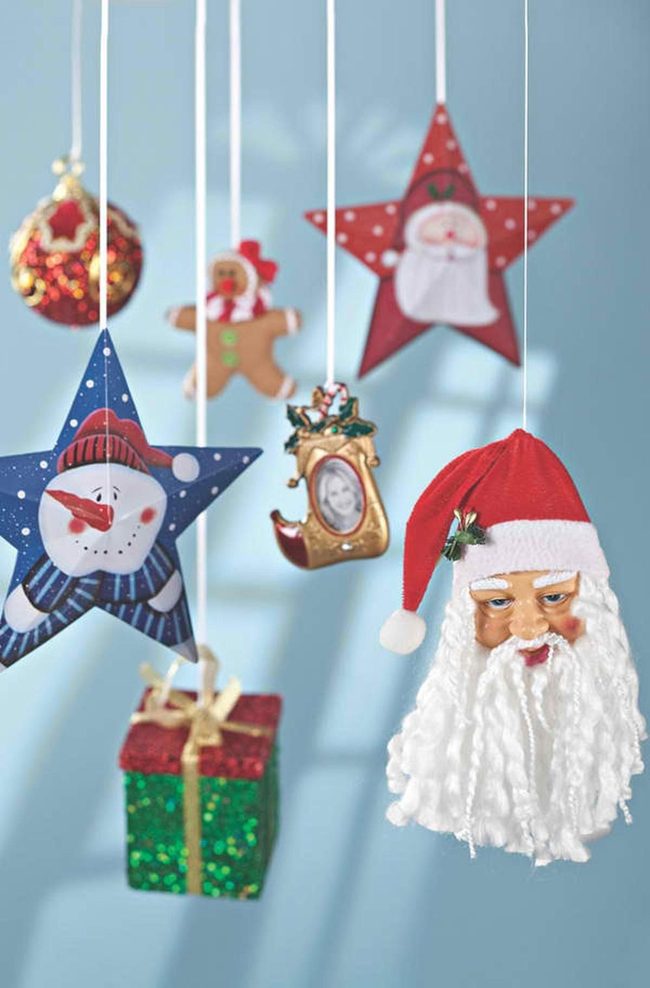 Plush Santa And Snowmen Ornaments