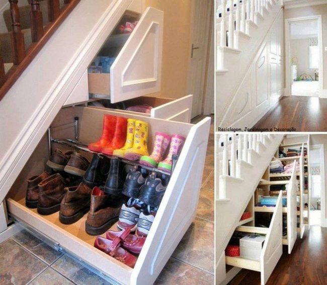 Wooden Under-Stair Shoe Drawers