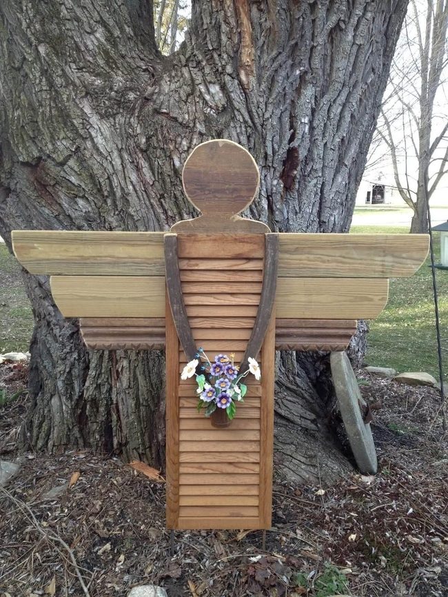 Reclaimed Wood Angel Shutter