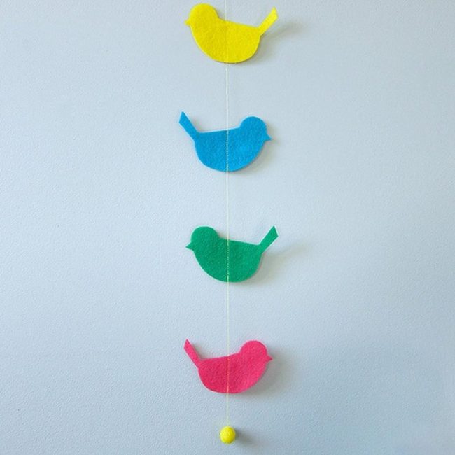 Felt Birds In Soft Pastels