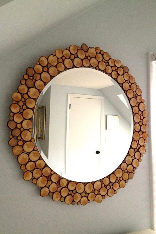 Wood-Slice Round Mirrors