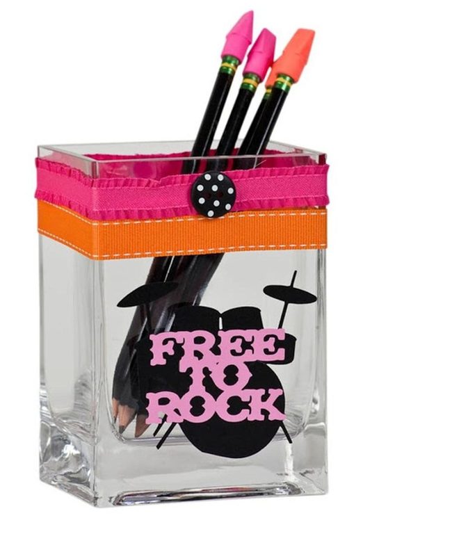 Pink Ribbon Glass Drum Holder