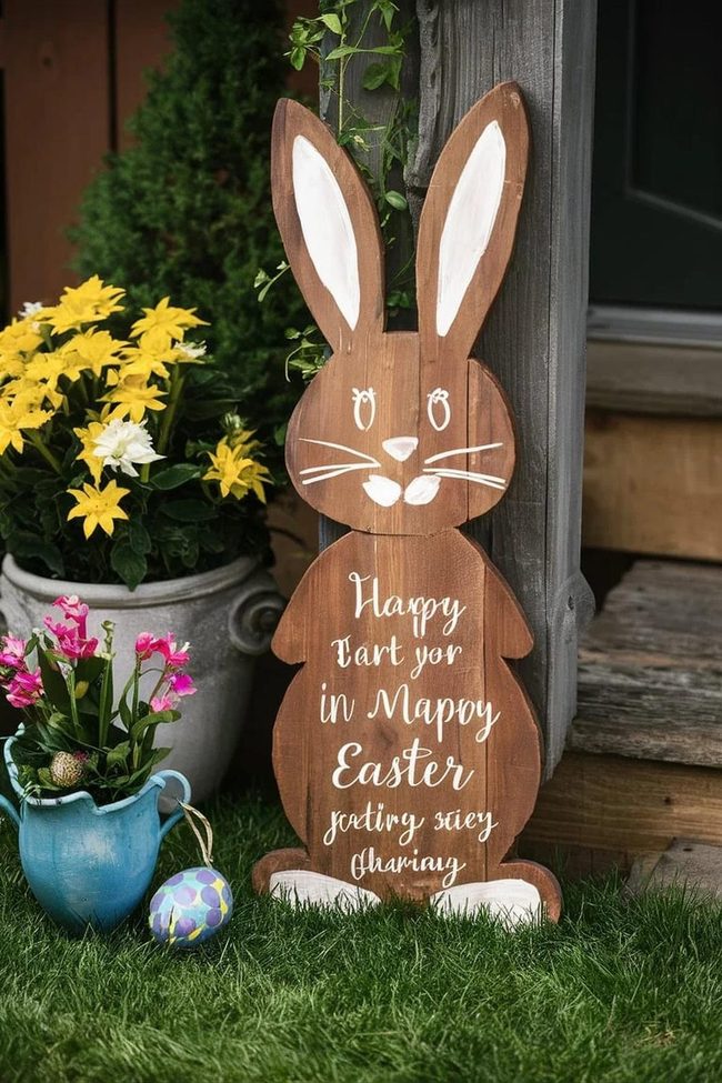 Wooden Bunny Yard Signs
