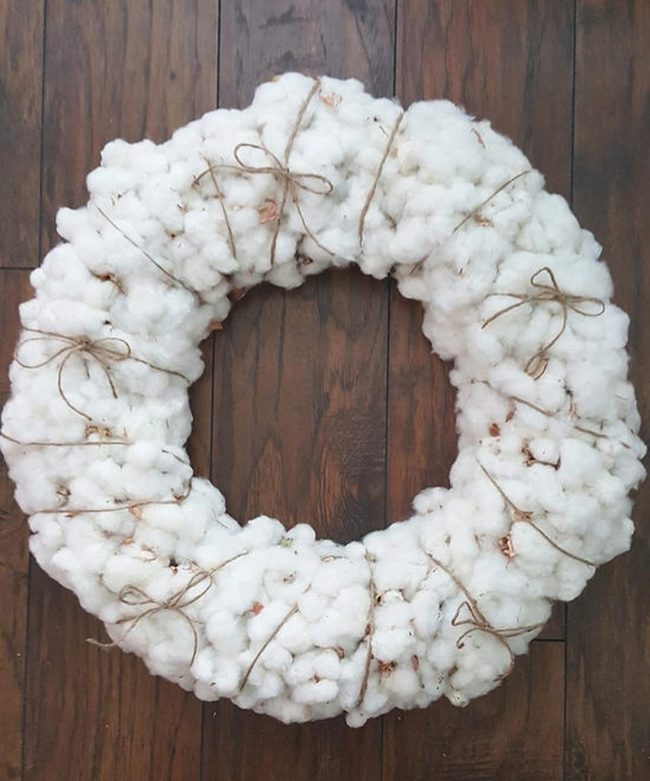 White Cotton Ball Wreath